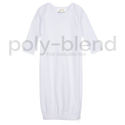 *Sublimation Blanks* Blank Unisex Long Sleeve Infant Gown with Hidden Zipper - Poly Blend